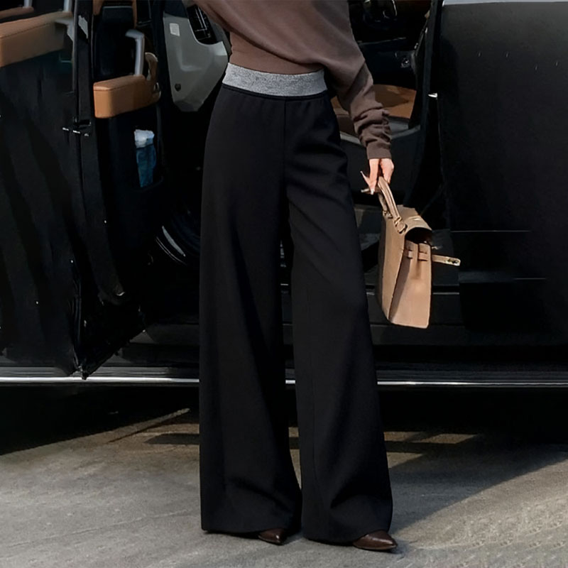 欧货高端定制黑色大码阔腿裤女