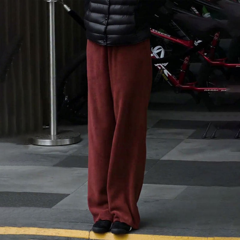 欧货高端定制红色大码阔腿裤女