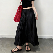 欧货高端定制黑色蕾丝边大码 半身裙女2026春夏新款 轻熟风百褶裙子