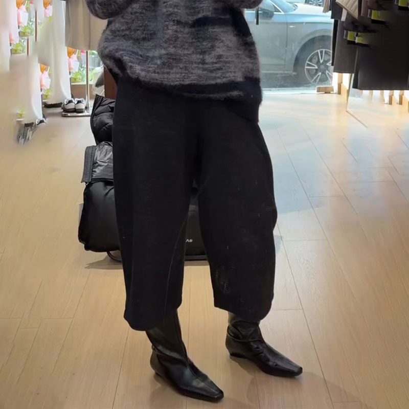 欧货高端定制黑色大码阔腿裤女