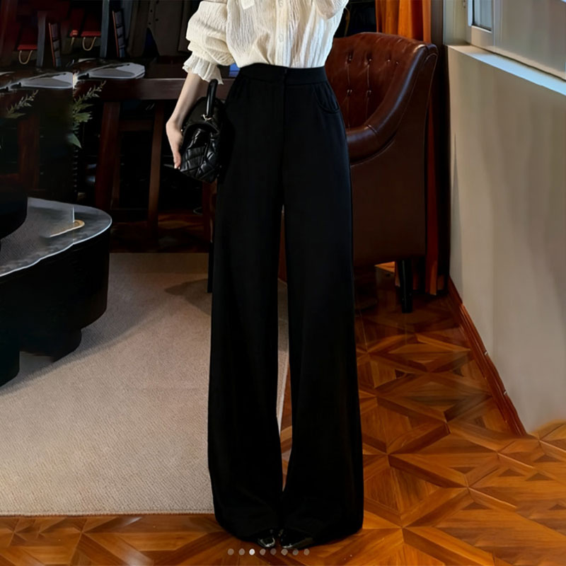 欧货高端定制黑色大码阔腿裤女