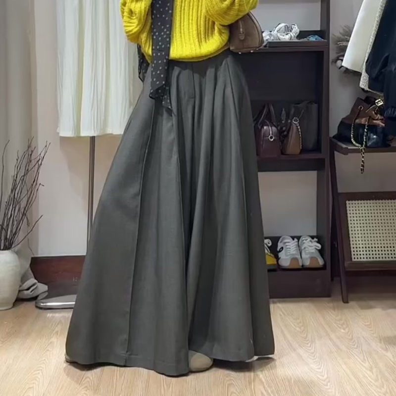 欧货高端定制灰色大码阔腿裙裤女
