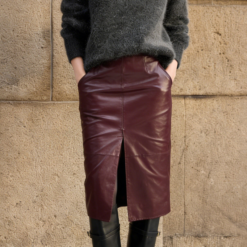 欧货高端定制酒红色大码半身pu皮裙女2025冬季新款加厚轻熟a字裙,女装/女士精品,大码半身裙,淘宝优惠券,粉丝福利购,淘宝优惠卷