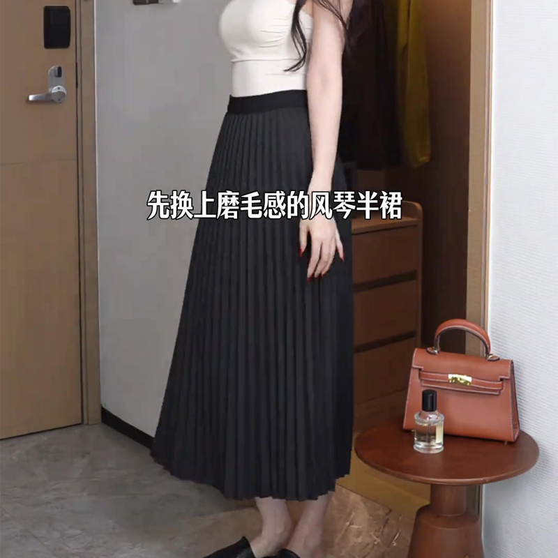 欧货高端定制深灰色大码半身裙女