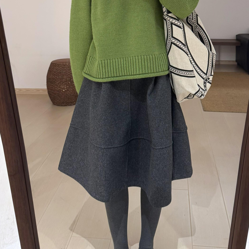欧货高端定制灰色毛呢大码半身裙