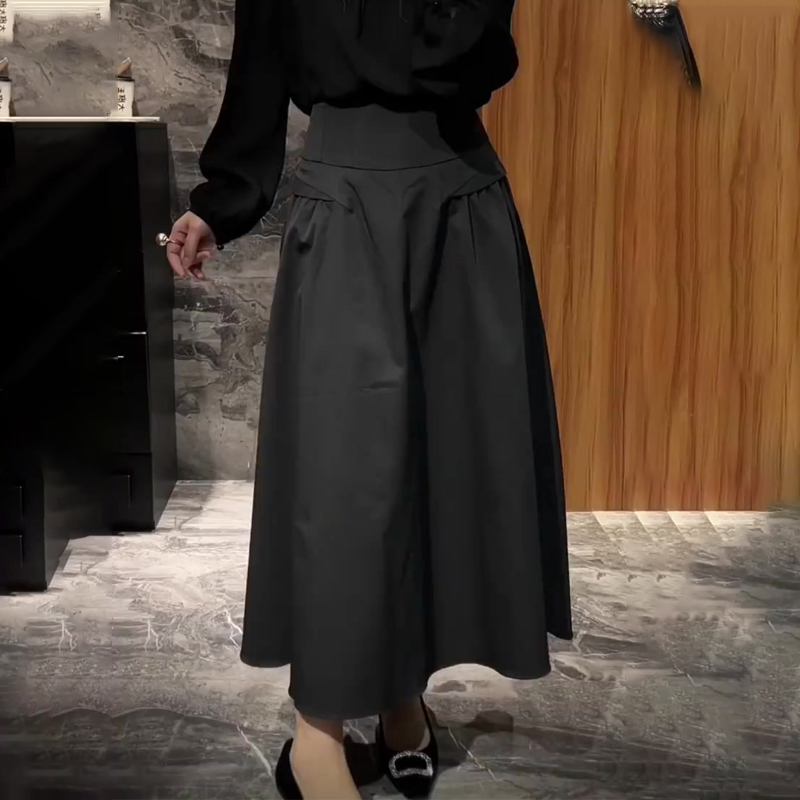 欧货高端定制黑色大码半身伞裙女