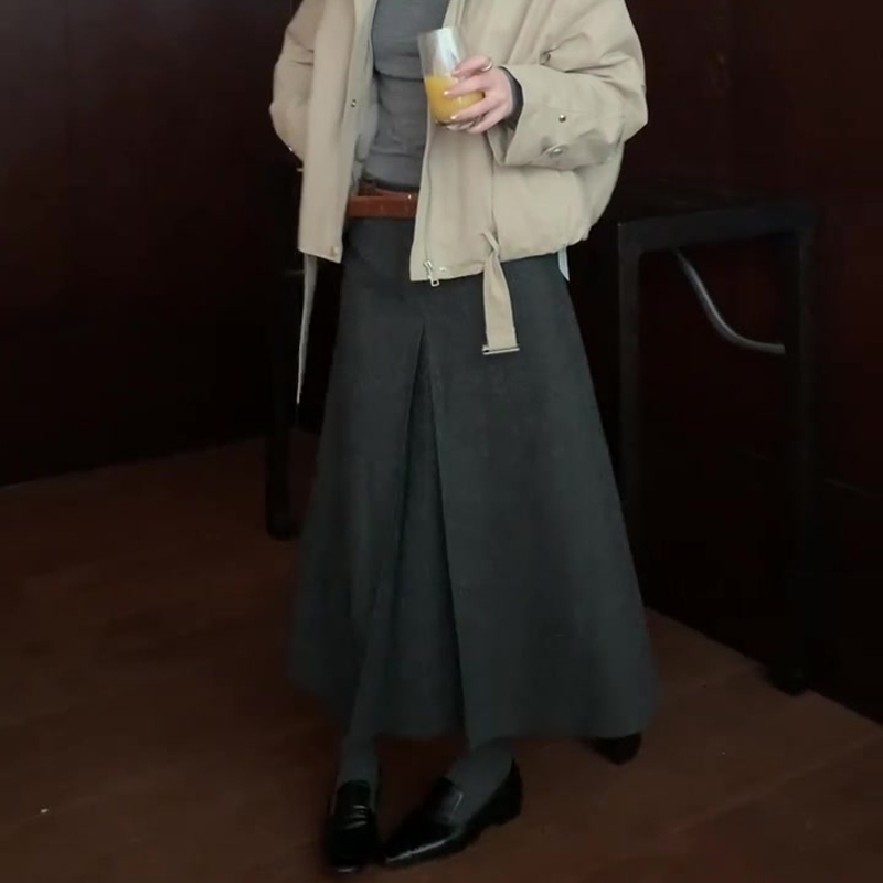 欧货高端定制灰色毛呢大码半身裙