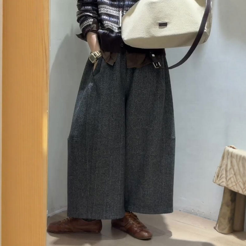 欧货高端定制灰色大码阔腿裤女2025冬季新款加厚慵懒风高级休闲裤,女装/女士精品,大码裤装,淘宝优惠券,粉丝福利购,淘宝优惠卷