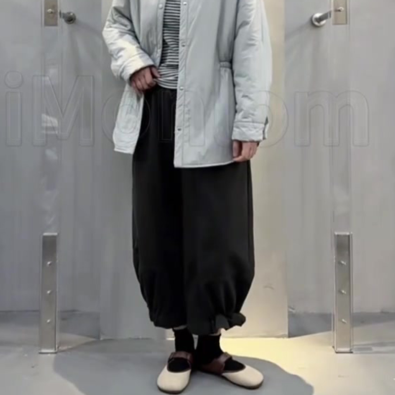 欧货高端定制黑色毛呢大码阔腿裤