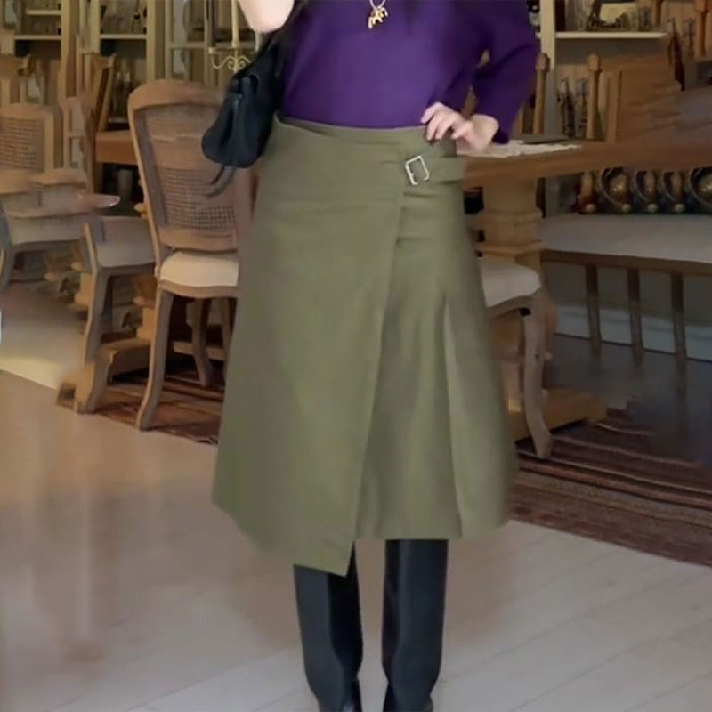 欧货高端定制绿色大码半身裙女