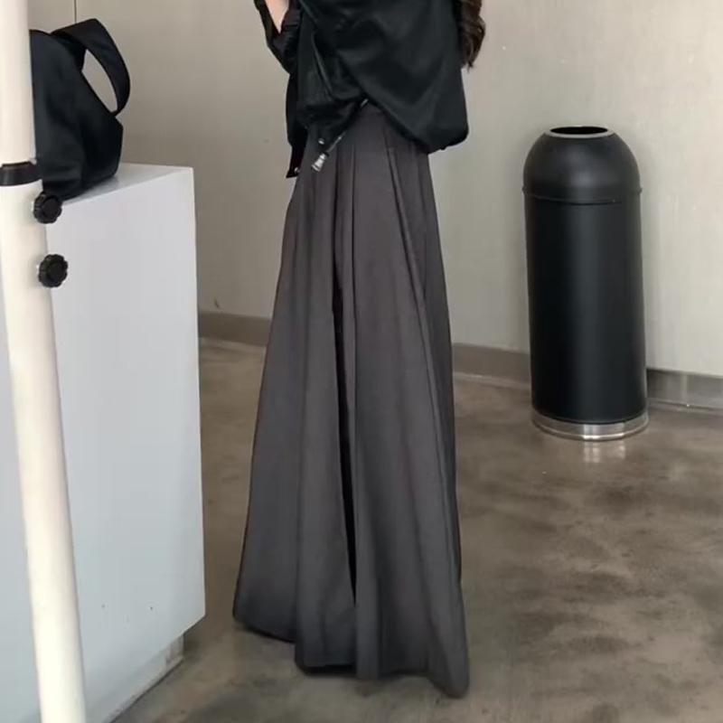 欧货高端定制深灰色大码西装裙裤