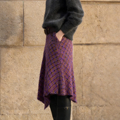 欧货高端定制紫色毛呢大码 半身裙女2026早春新款 格子轻熟A字裙子