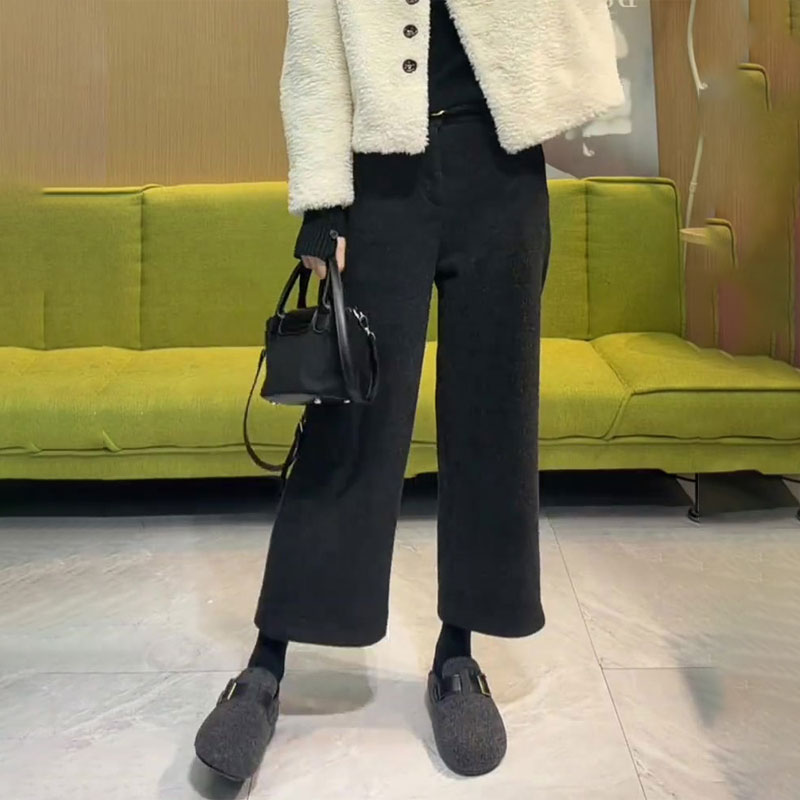 欧货高端定制深灰色大码阔腿裤女