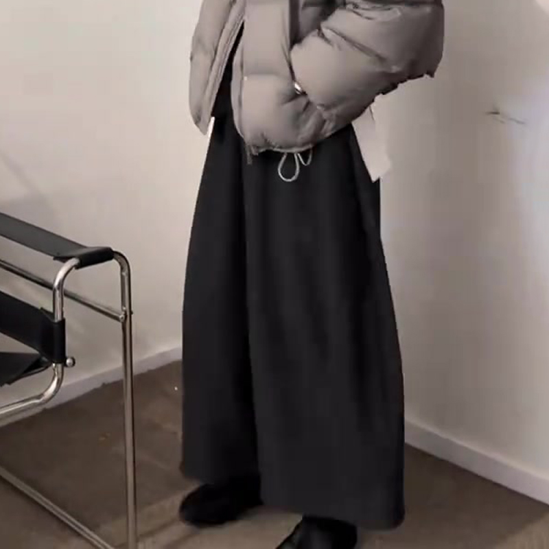 欧货高端定制黑色松弛大码阔腿裤