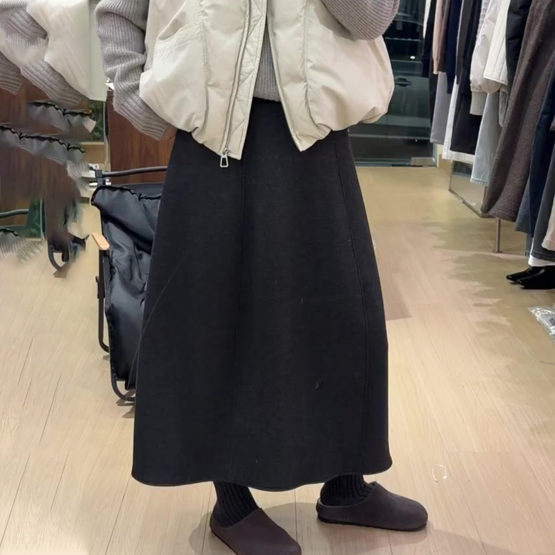 欧货高端定制深灰色大码半身裙女