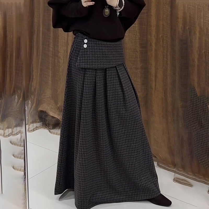 欧货高端定制灰色毛呢大码半身裙