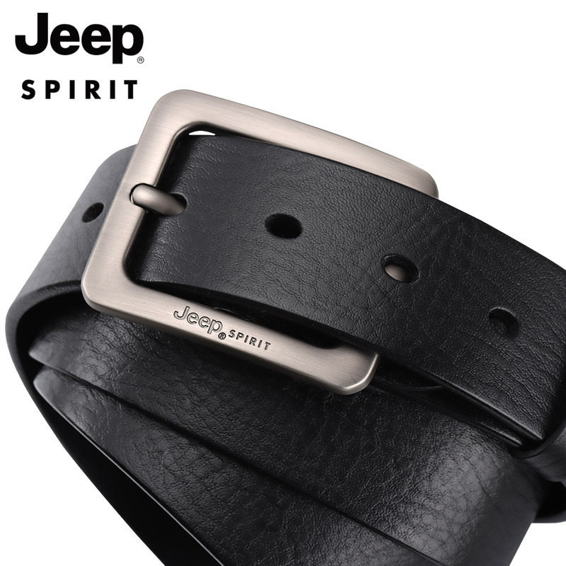 JEEP男士牛皮针扣商务休闲腰带潮