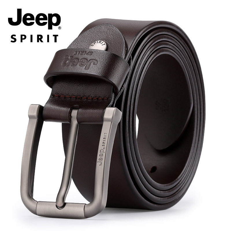 JEEP男士头层牛皮针扣百搭腰带潮