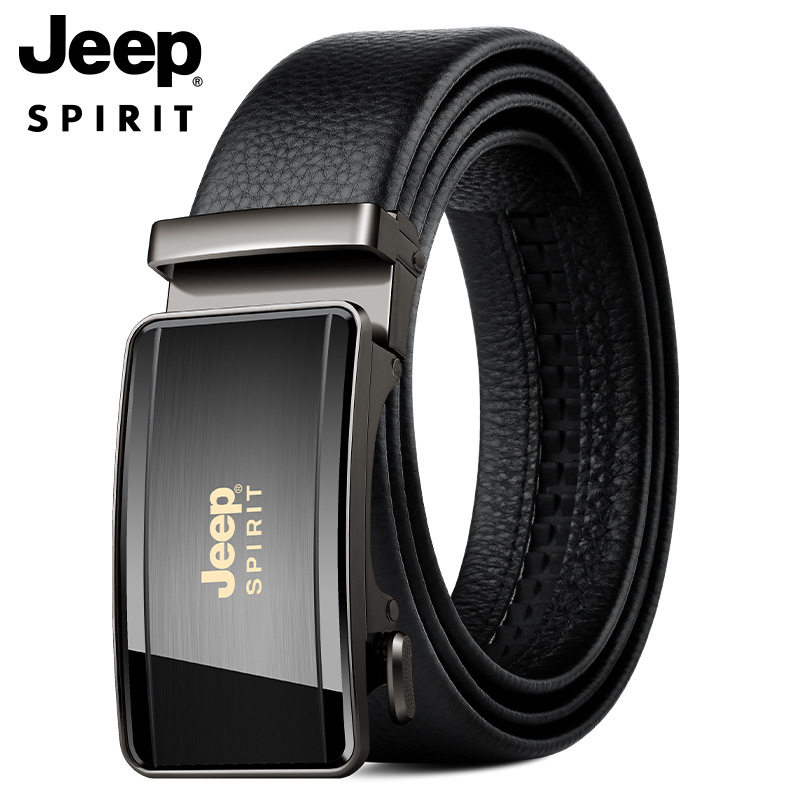 JEEP男士自动扣头层牛皮休闲腰带