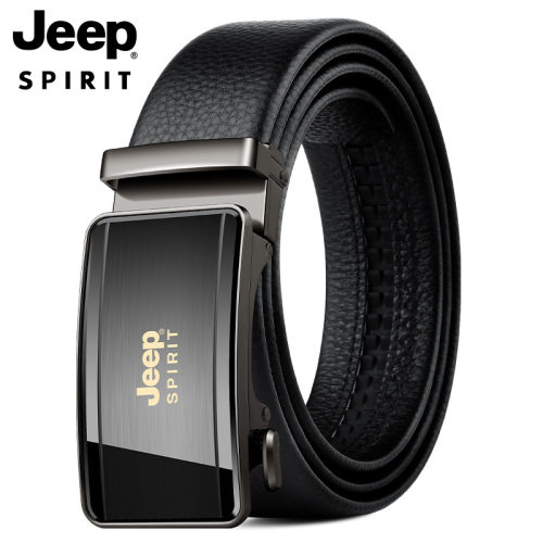 JEEP男士自动扣头层牛皮休闲腰带