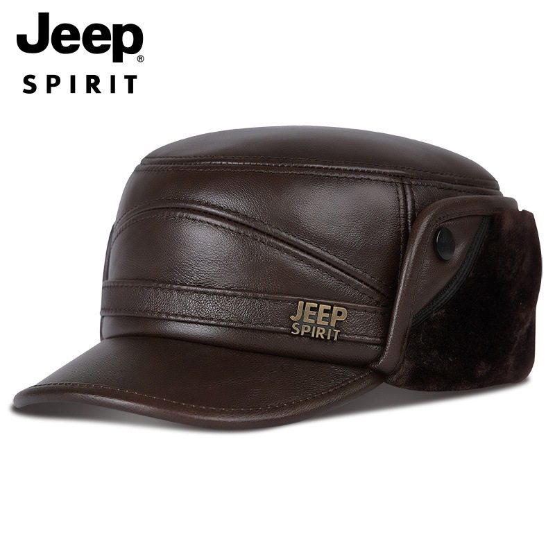 JEEP正品休闲中老年保暖厚平顶帽