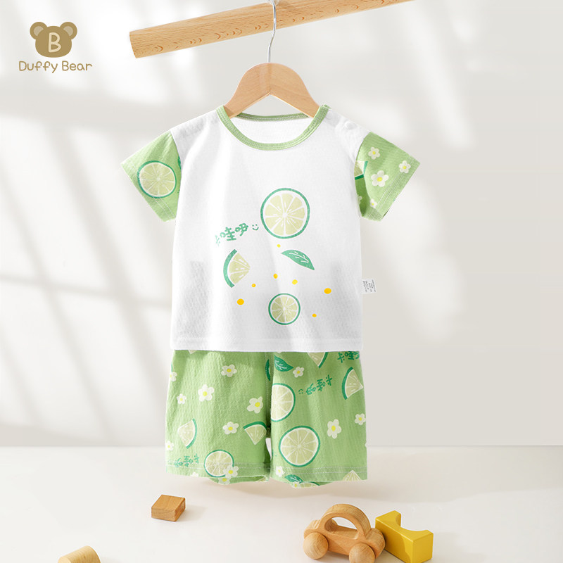 儿童短袖套装夏季婴儿卡通衣服2男女宝宝纯棉薄款分体两件套夏装3