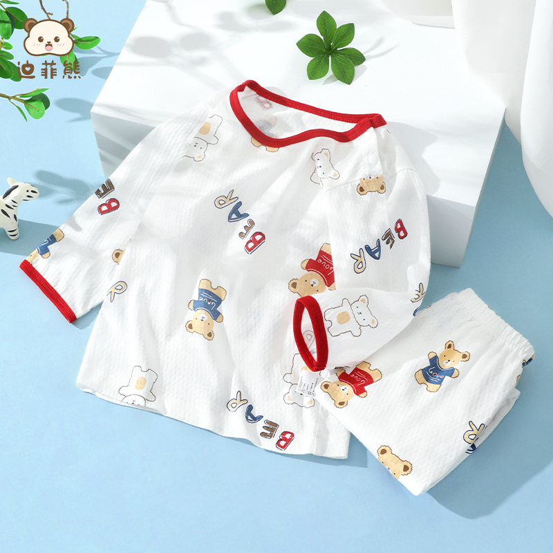婴儿夏季纯棉空调服套装