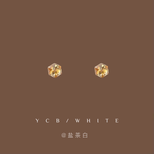 茶茶方糖mini水晶耳钉925银针
