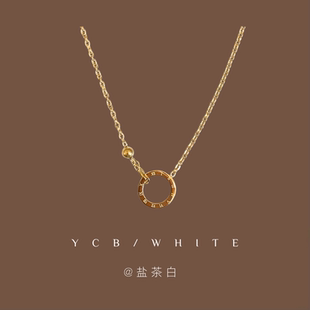 「晚安星球」轻奢气质百搭罗马圆圈环项链锁骨链小众设计感颈链