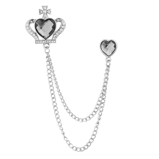 韩国金属链条皇冠胸针徽章男女西装胸花别针爱心领针衬衫领扣领花