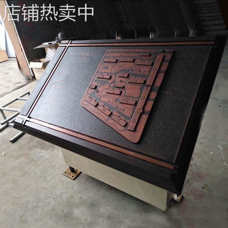 圣艺龙房地产广告立牌导视指示牌不锈钢仿古镀铜标识厂家供应