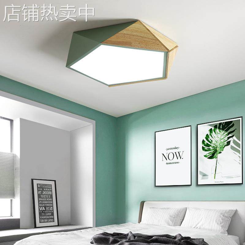 北欧边木几何吸顶灯自然气息卧室书房灯阳台玄关餐厅客厅吸顶灯具