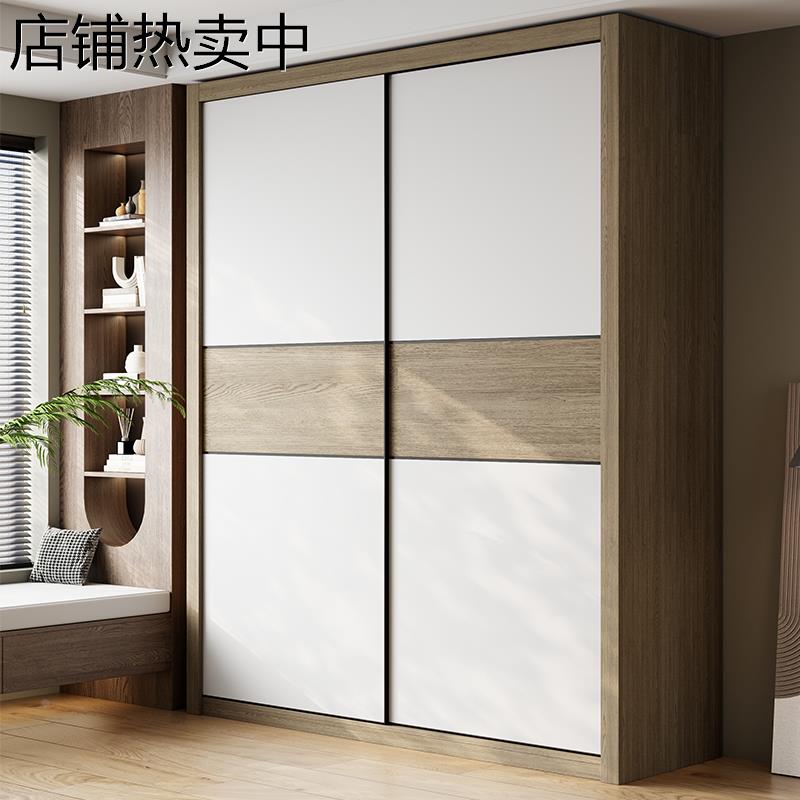 推拉门衣柜实木一门到顶家用卧室现代简约移门滑门整体组装大柜子
