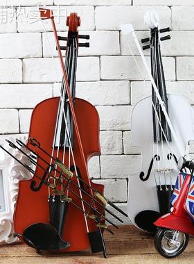 创意复古铁艺小提琴模型装饰品 婚纱照拍摄摄影道具 酒吧摆件挂件