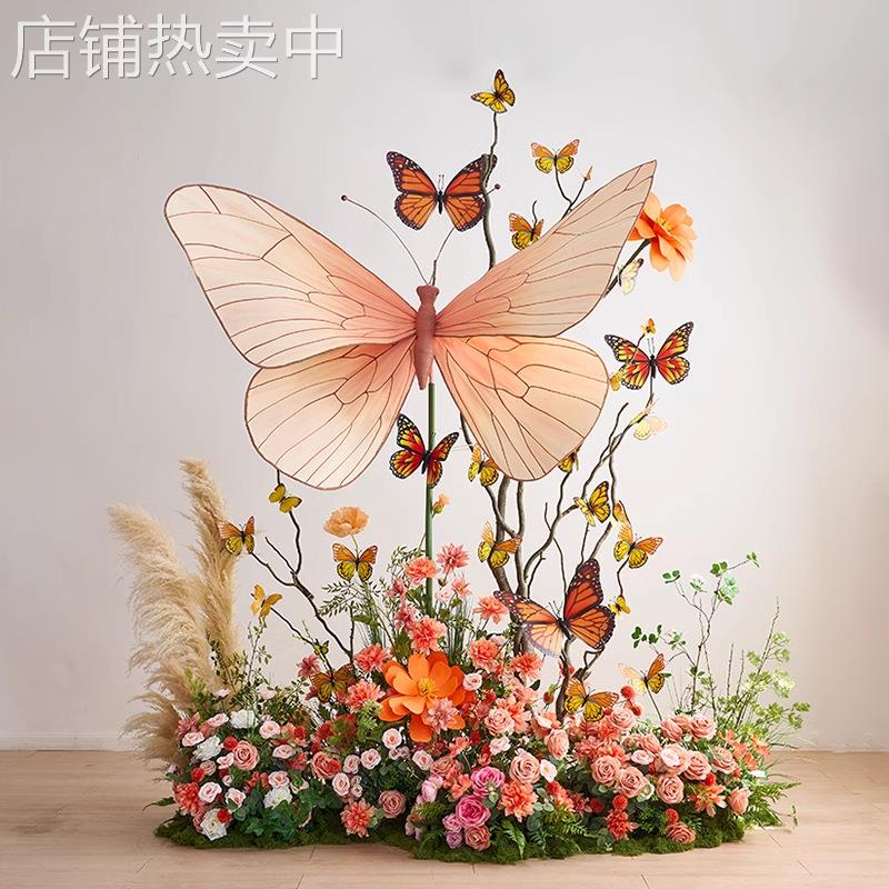 巨型蝴蝶装饰造景氛围感橱窗仿真花网红打卡布置道具商场美陈摆件