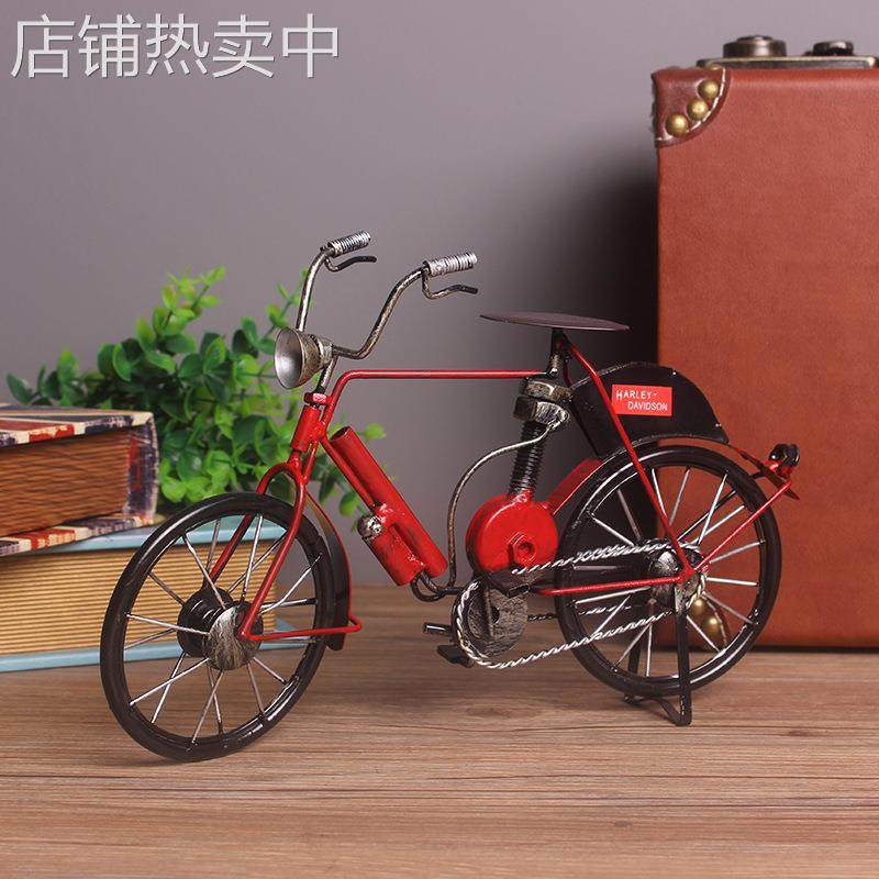 美式复古创意铁艺自行车家居饰品桌面摆件手工做旧单车装饰工艺品