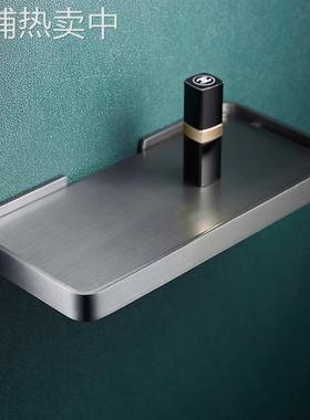 枪灰色全铜浴室置物架镜前收纳一字隔板壁挂式洗漱化妆台架托盘