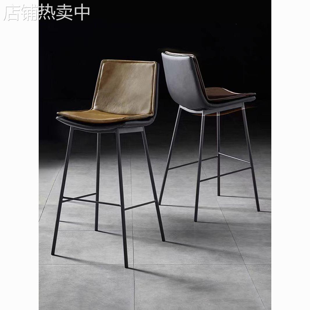 现代简约侘寂风吧台凳子意式吧台椅家用北欧极简工业风高脚凳酒吧