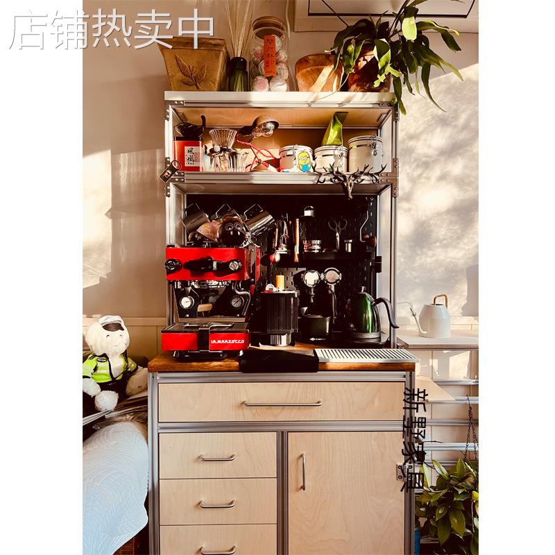 北欧简约铝型材收纳柜家用客厅储物柜海洋板茶水柜展示柜陈列柜子