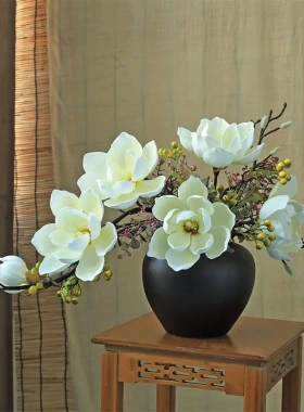 花朵丰盈饱满中式仿真莲花玉兰花
