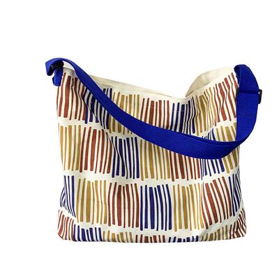 斜挎帆布包女跨大容量文艺夏季简约带拉链休闲可调节单肩包手提包