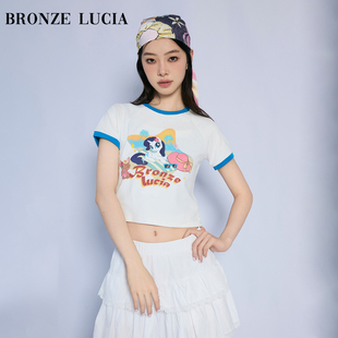 Bronze Lucia小马宝莉联名 白色短袖印花T恤原创设计上衣学院少女