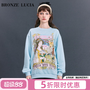 衣服男女同款 秋冬纯棉印花长袖 Lucia潮牌卫衣24新款 Bronze