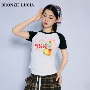 Bronze Lucia momorei联名 短袖印花T恤原创设计上衣学院风少女