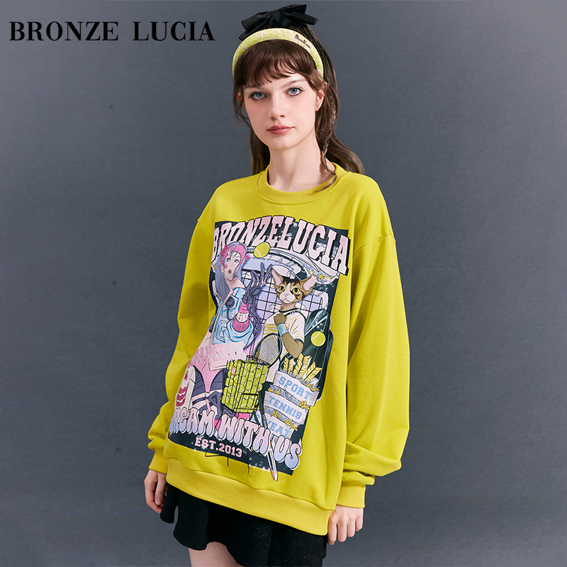 【陈添祥同款】Bronze Lucia潮牌卫衣秋冬印花上衣女印花设计百搭