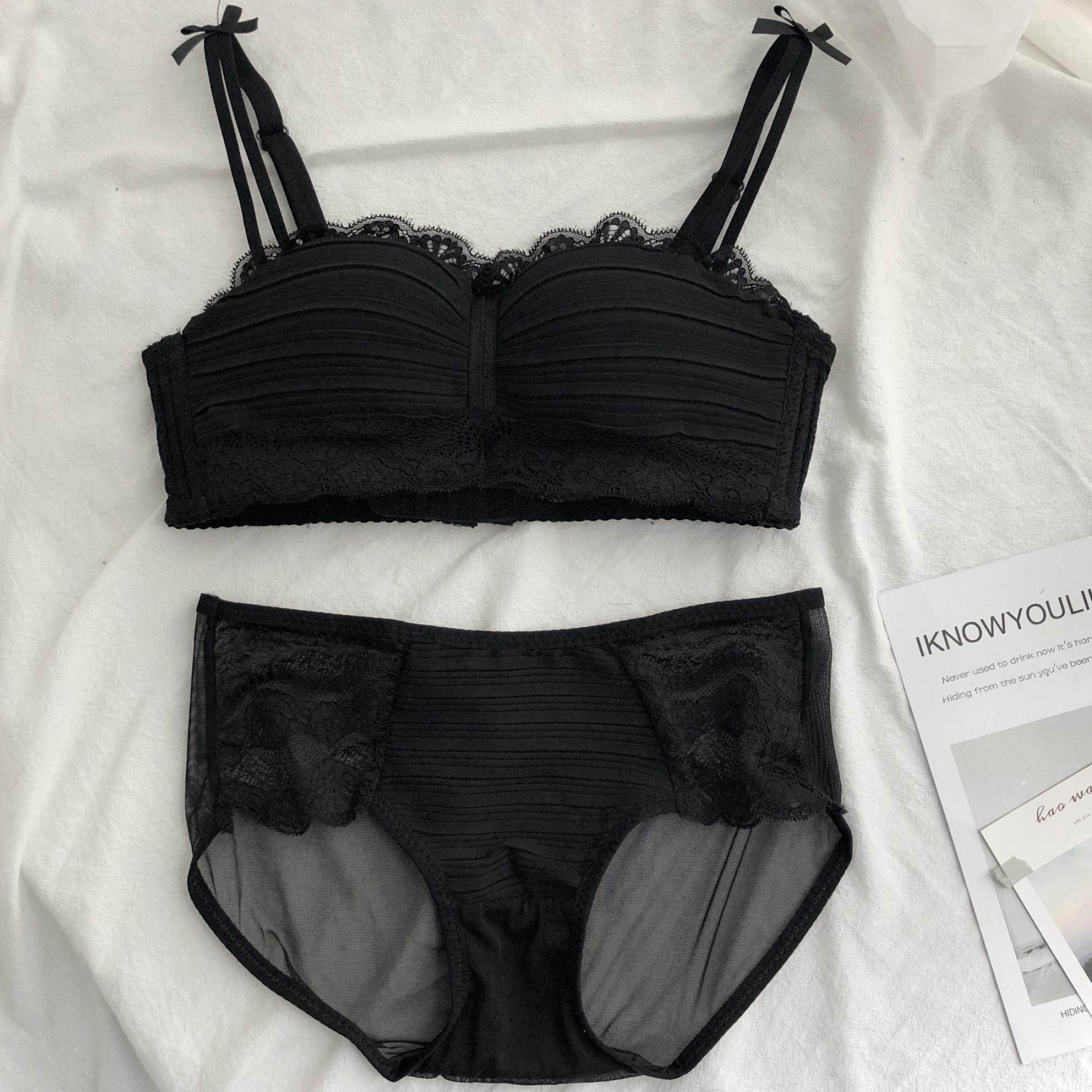 。美胸甜美成套文艺双肩带内衣学生高中女少女韩版可爱搭配夏