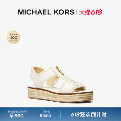 MK女士丹宁牛仔厚底凉鞋