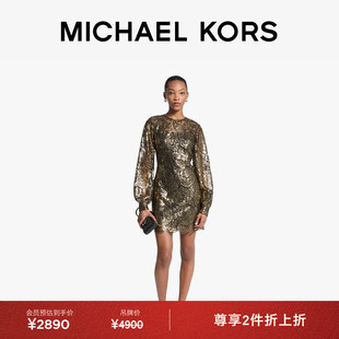 秋冬新品 女士长袖 MICHAEL 金属蕾丝迷你裙连衣裙 KORS