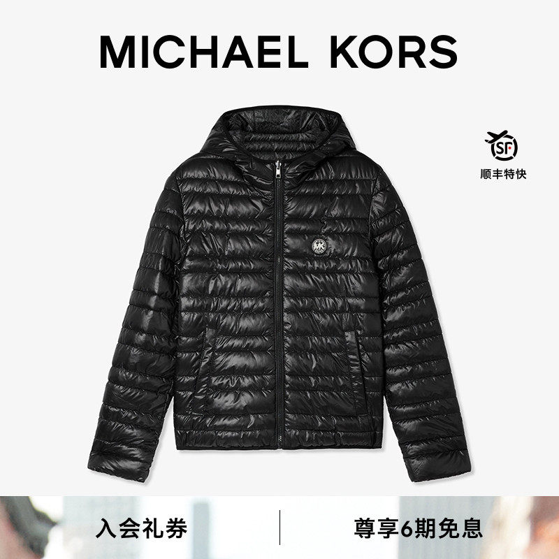 MK连帽拉链绗缝棉服外套