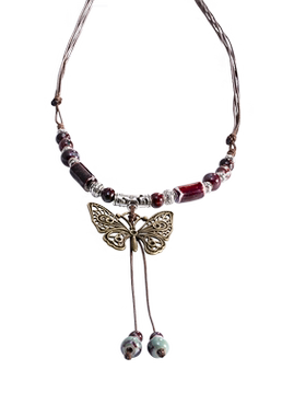 那片海新中式蝴蝶陶瓷吊坠项链女